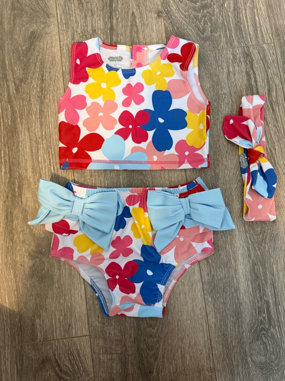 Mud Pie Girls Floral Tankini Top in Yellow, Blue & Pink